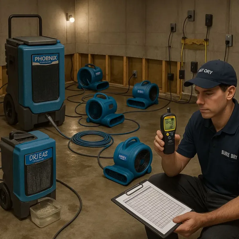 Structural Drying and Dehumidification process in Florence, TX